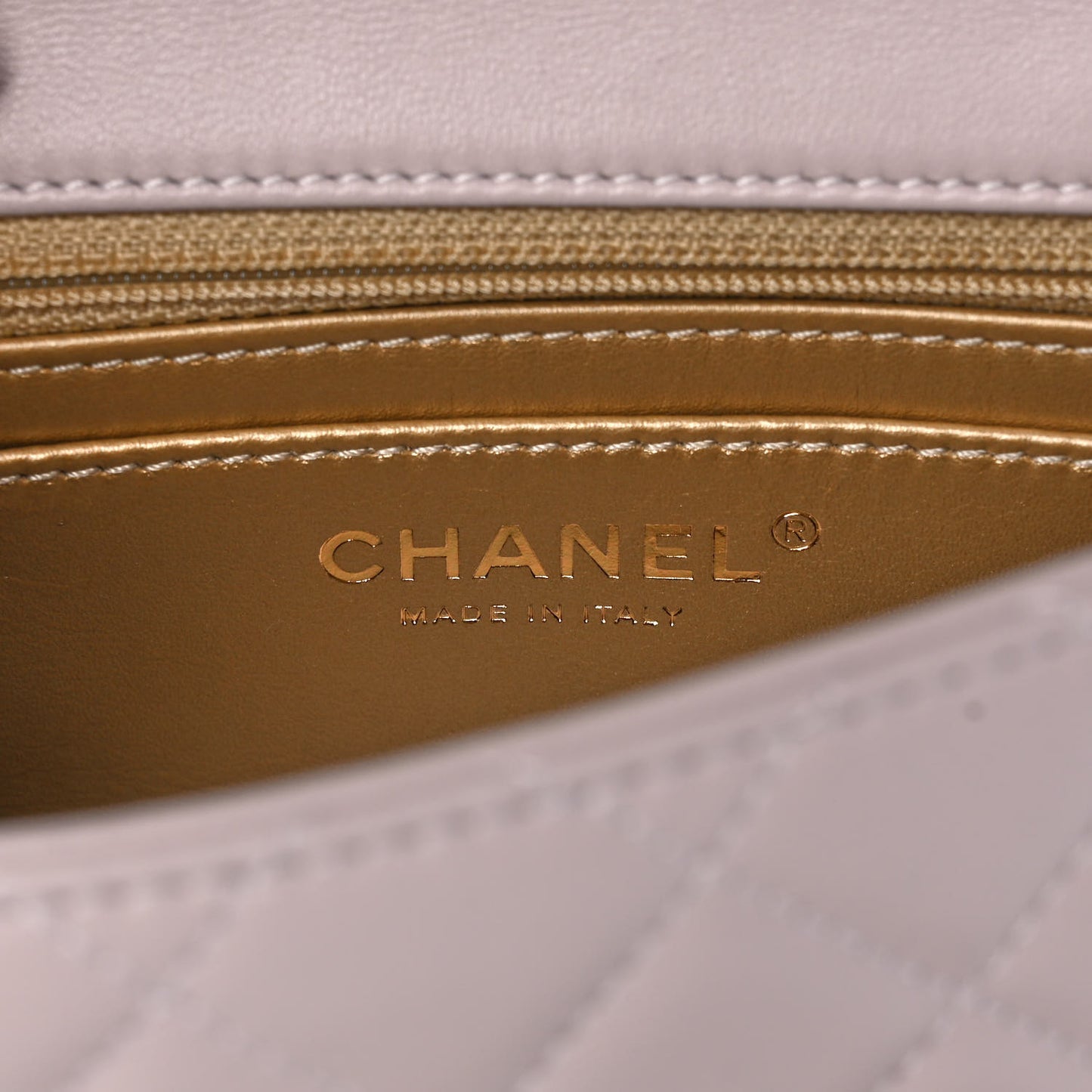 Lambskin Quilted Mini Pearl Crush Flap Light Purple