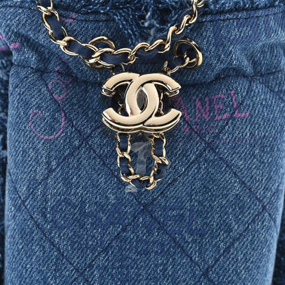 Chanel Denim Quilted Mood Mini Bucket With Chain Blue Multicolor 8 of 11