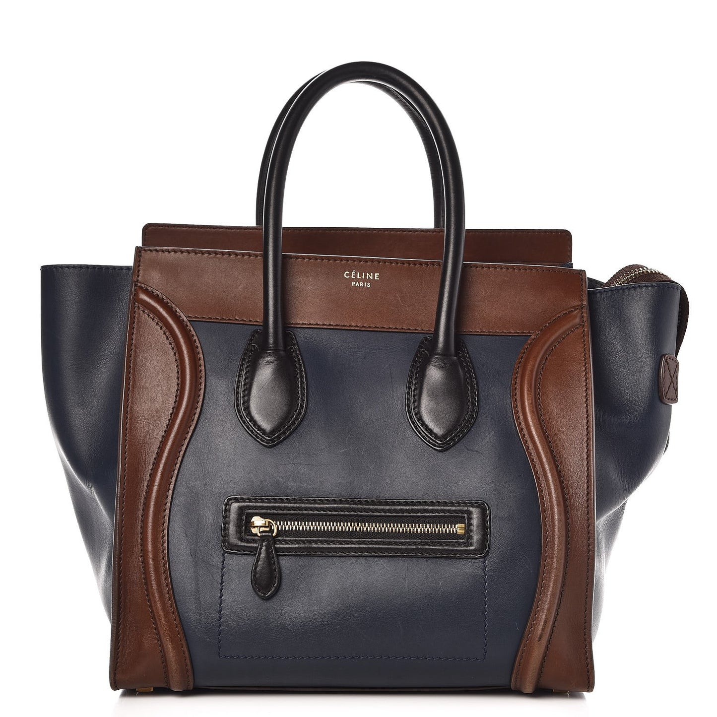 Smooth Calfskin Mini Tri-Color Luggage Navy Blue