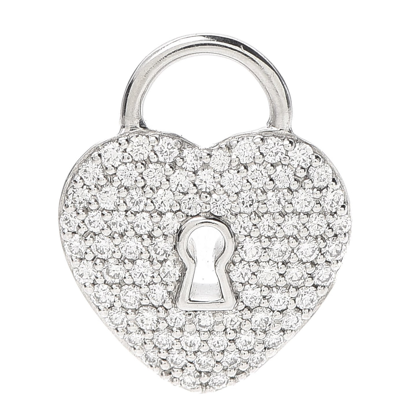 Platinum Diamond Small Heart Lock Charm Pendant