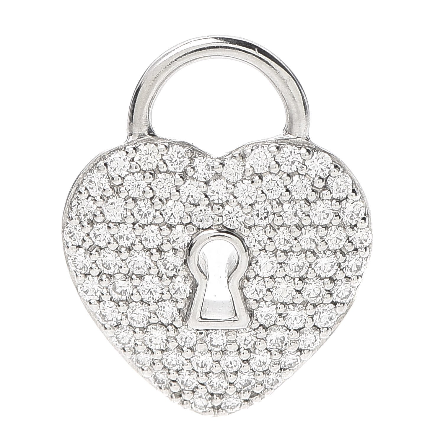 Tiffany Platinum Diamond Small Heart Lock Charm Pendant 1 of 4