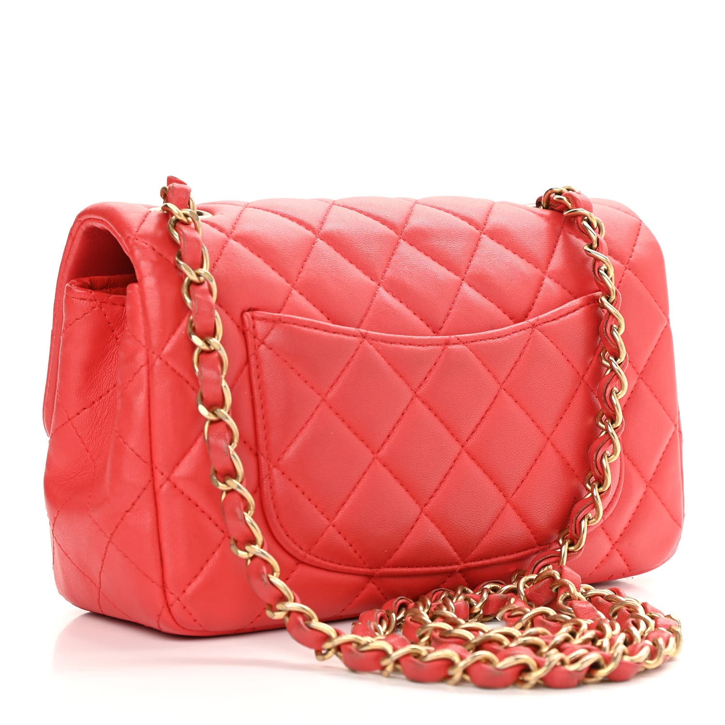 Lambskin Quilted Mini Rectangular Flap Red