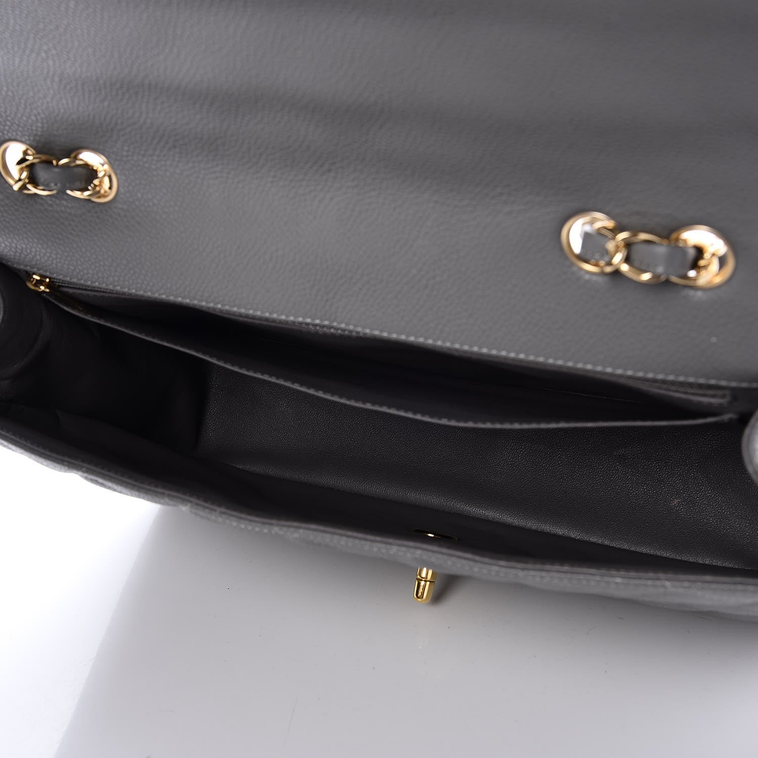 Chanel Caviar Quilted Jumbo Single Flap Grey 6 of 9