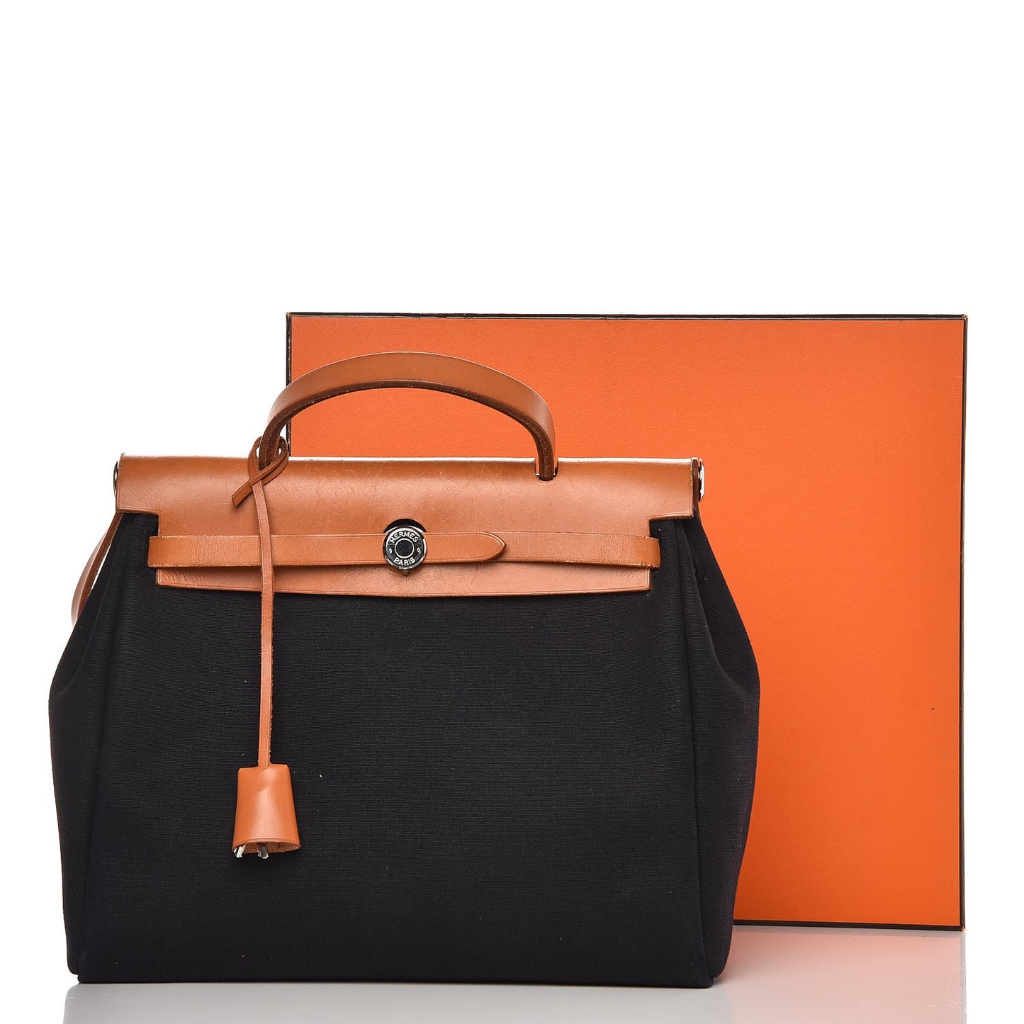 Toile Vache Calfskin Herbag 30 PM Black Natural