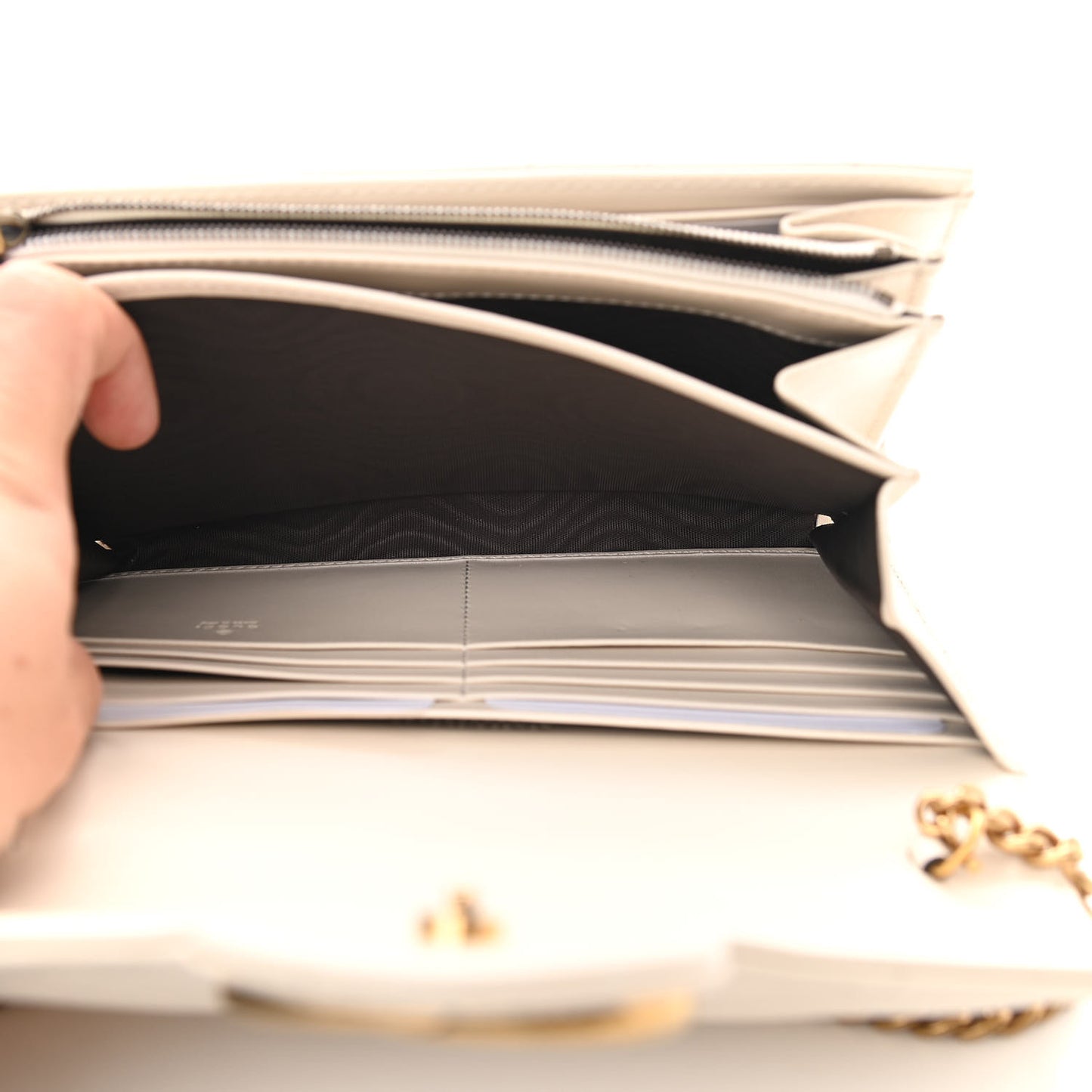 Calfskin Matelasse GG Marmont Chain Wallet Mystic White