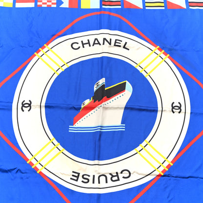 Chanel Silk Cruise Print CC Square Scarf Blue 3 of 4