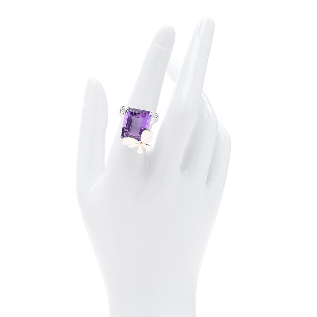Tiffany Sterling Silver 18K Rose Gold Amethyst Return to Tiffany Love Bugs Butterfly Ring 54 7 2 of 5