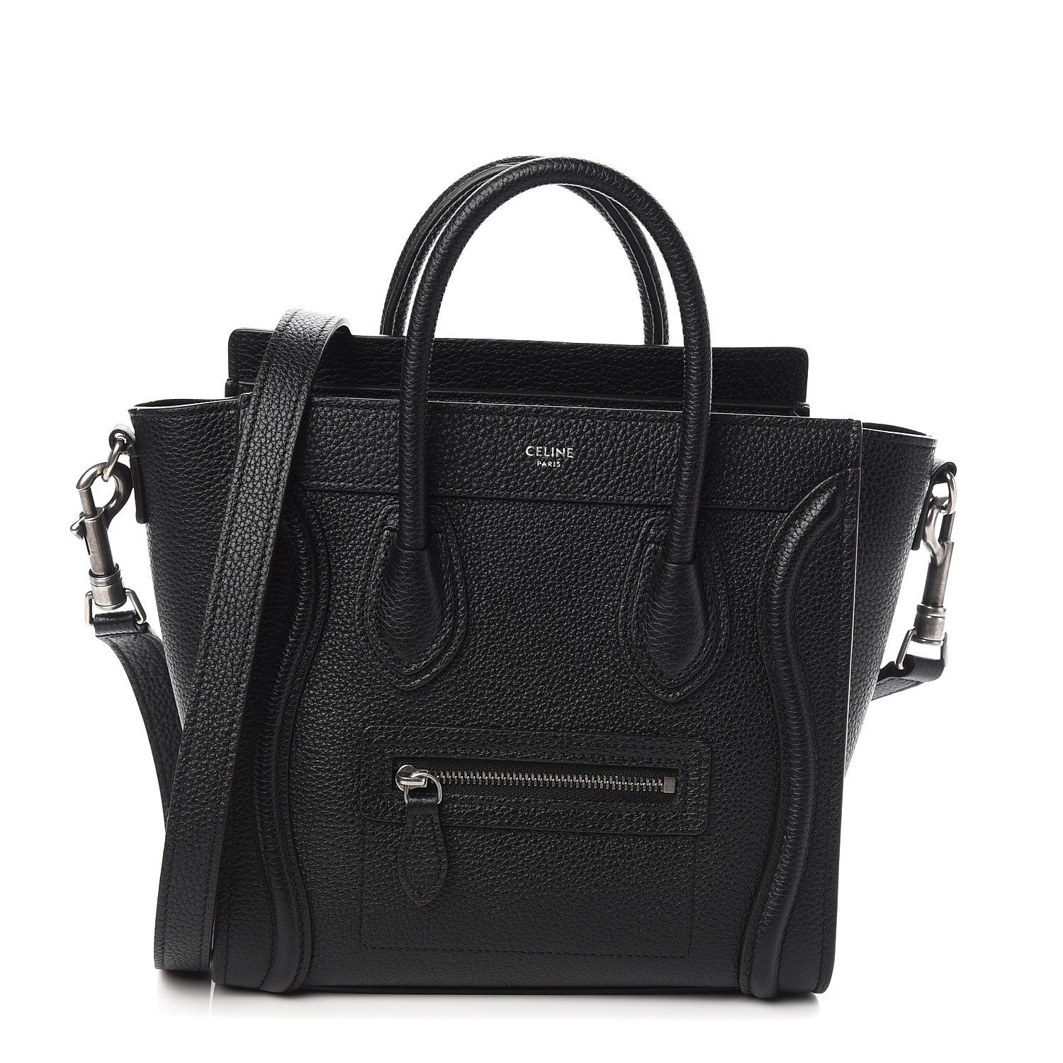 Celine Drummed Calfskin Nano Luggage Black 1 of 10