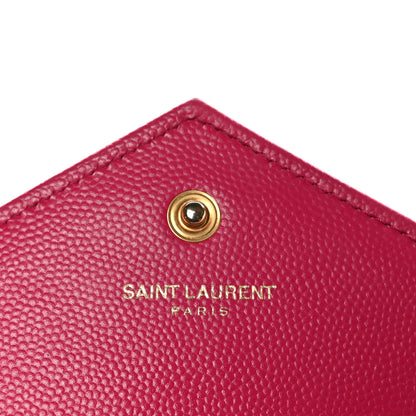 Saint Laurent Grain De Poudre Matelasse Chevron Monogram Chain Wallet Bubblegum 7 of 12