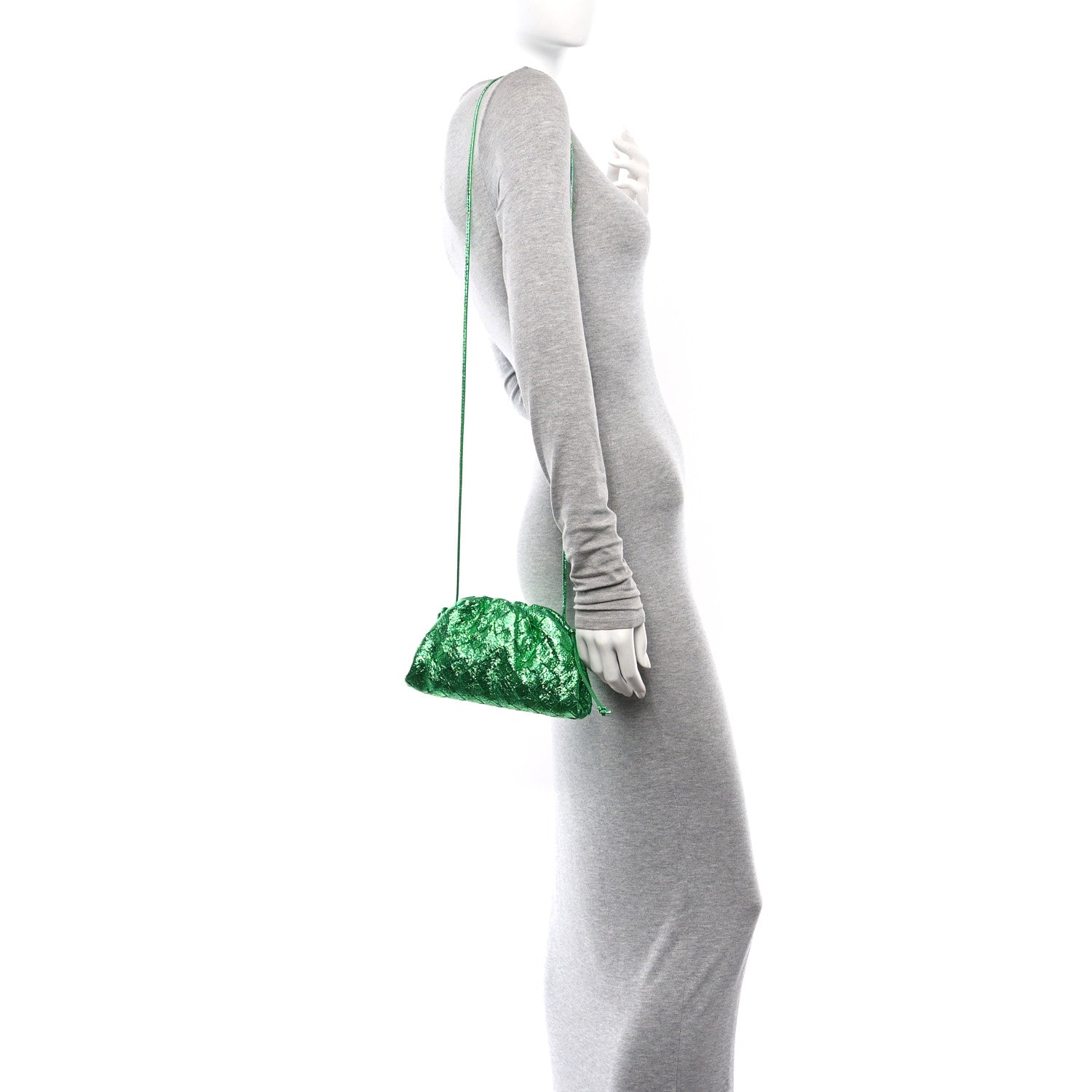 Bottega Veneta Metallic Nappa Intrecciato The Mini Pouch Parakeet 2 of 11