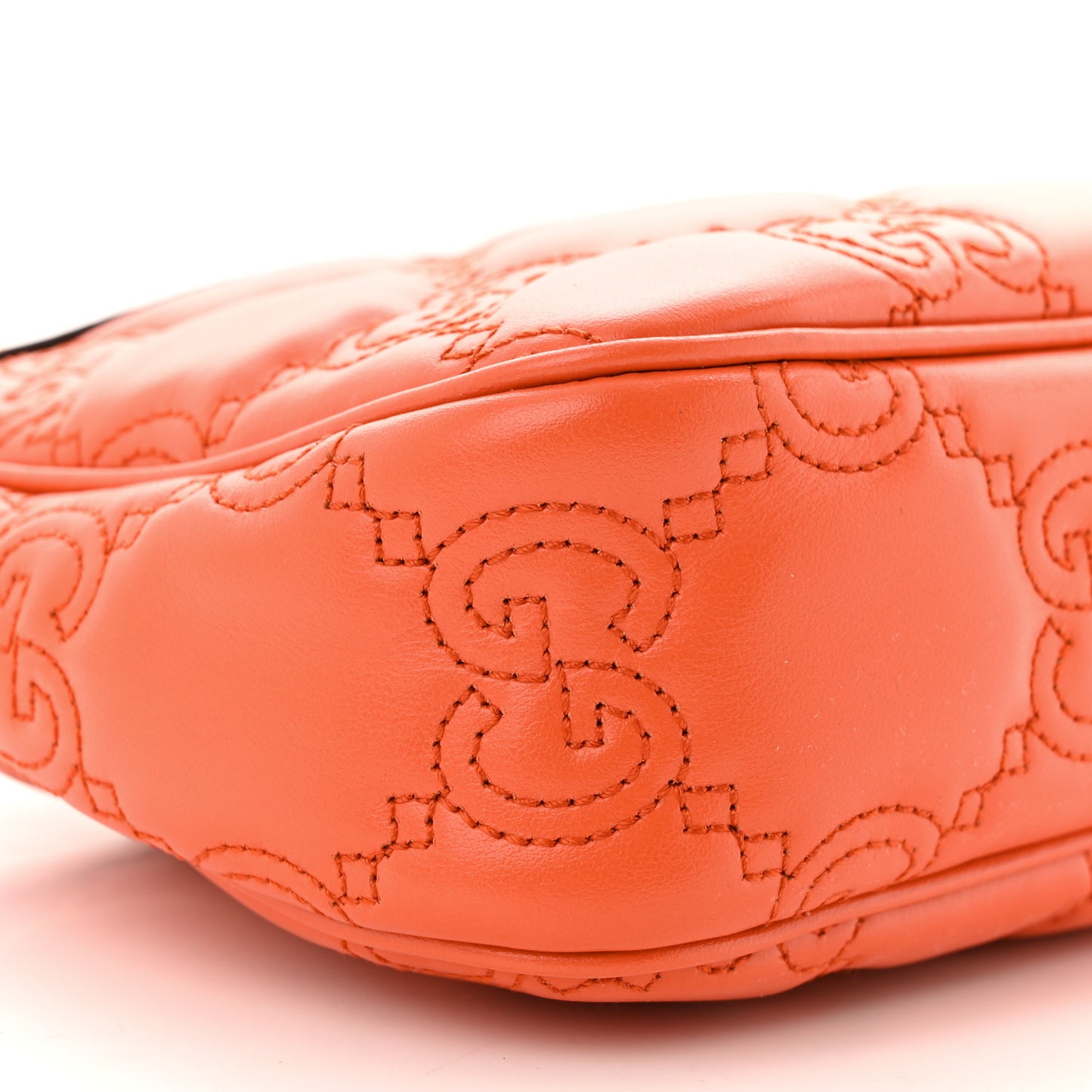 Calfskin GG Matelasse Chain Handbag Deep Orange Natural