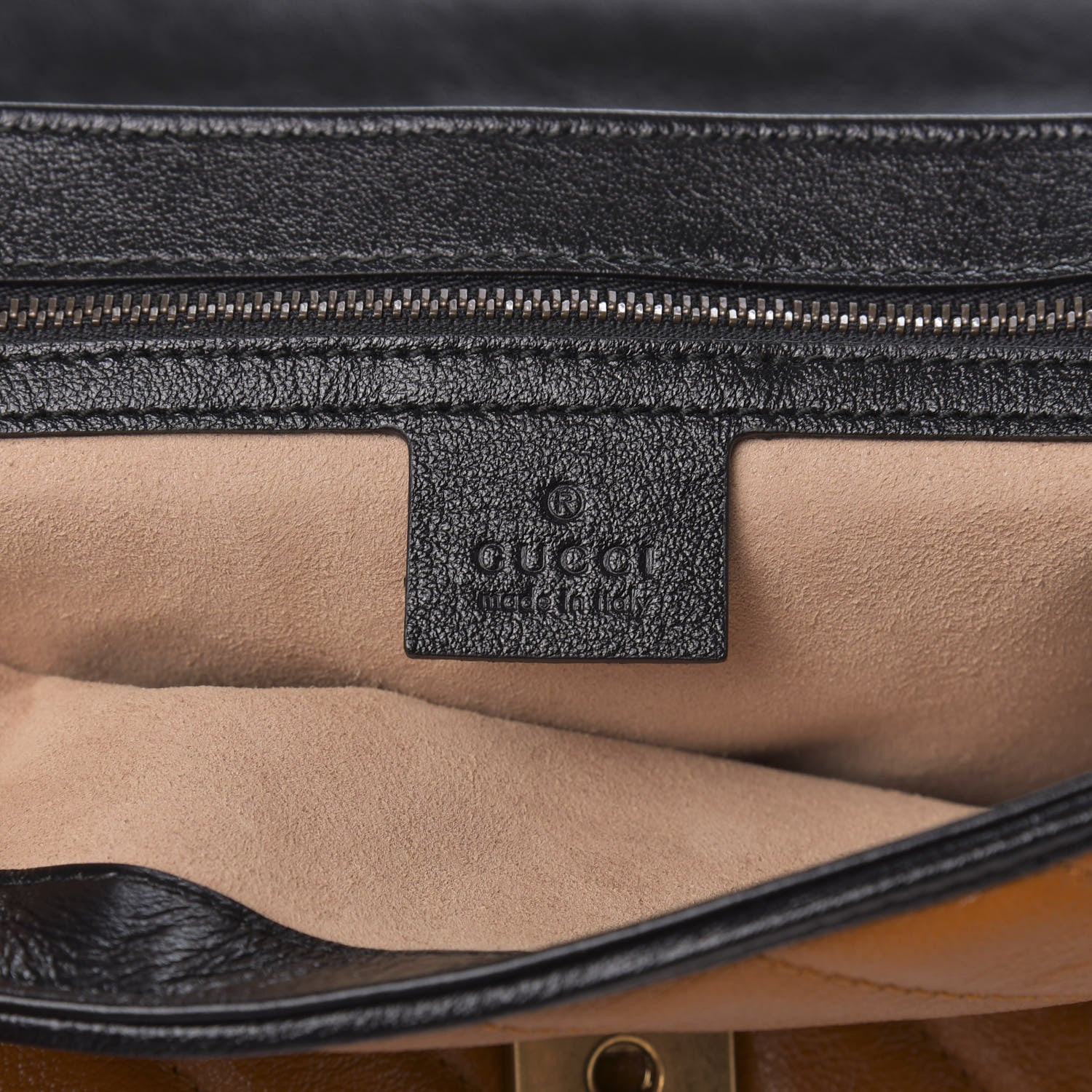 Gucci Vintage Effect Calfskin Matelasse Diagonal Small Torchon GG Marmont Shoulder Bag Cognac Black 6 of 10