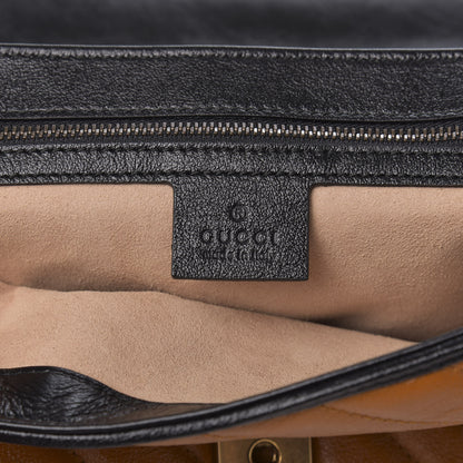 Gucci Vintage Effect Calfskin Matelasse Diagonal Small Torchon GG Marmont Shoulder Bag Cognac Black 6 of 10