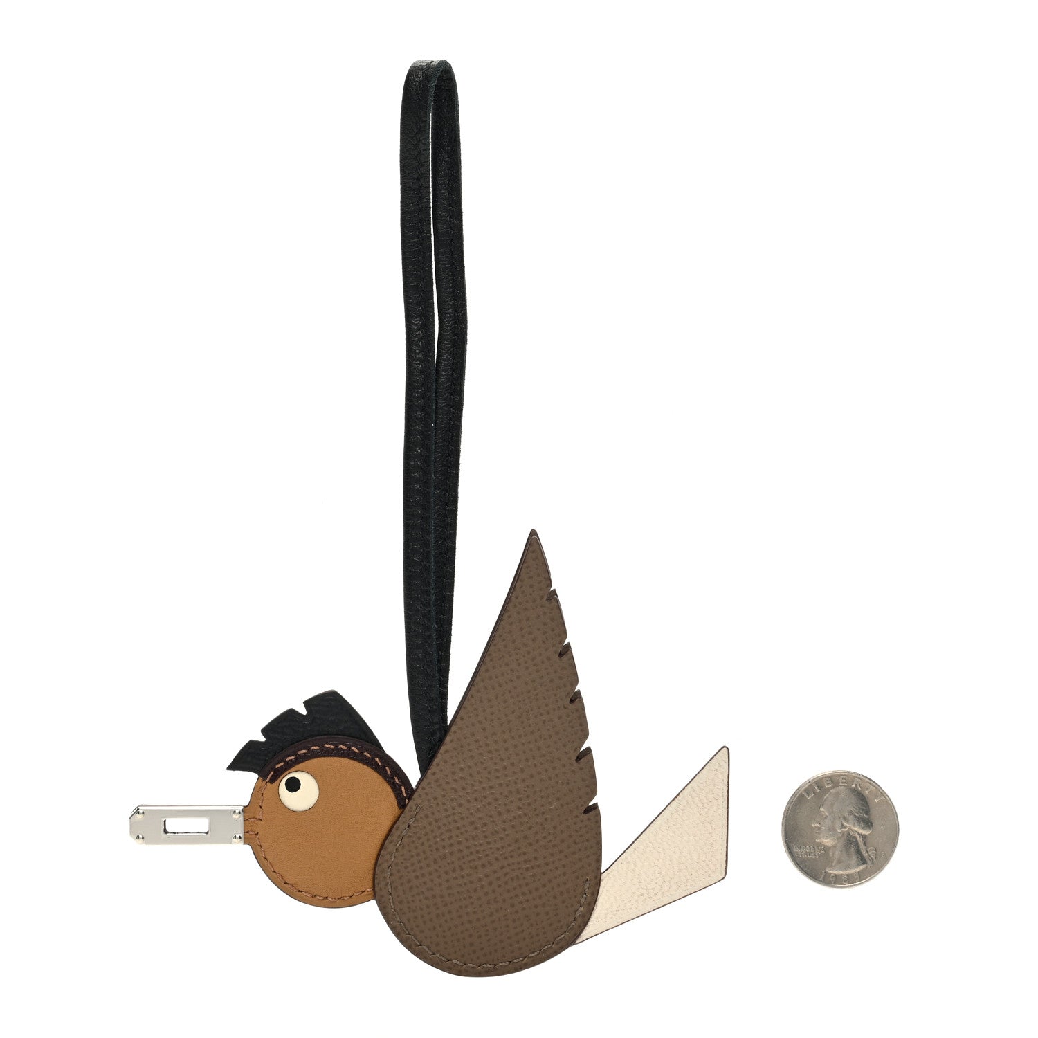 Hermes Epsom Swift Chevre Mysore Birdy Bag Charm Etoupe Nata Biscuit Rouge Sellier Black 2 of 3