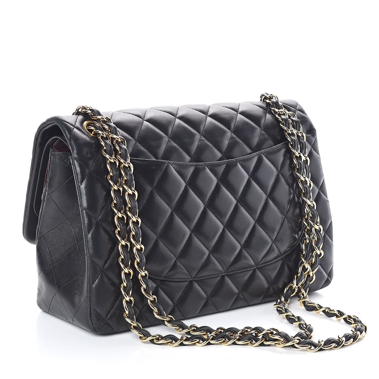 Lambskin Quilted Jumbo Double Flap Black