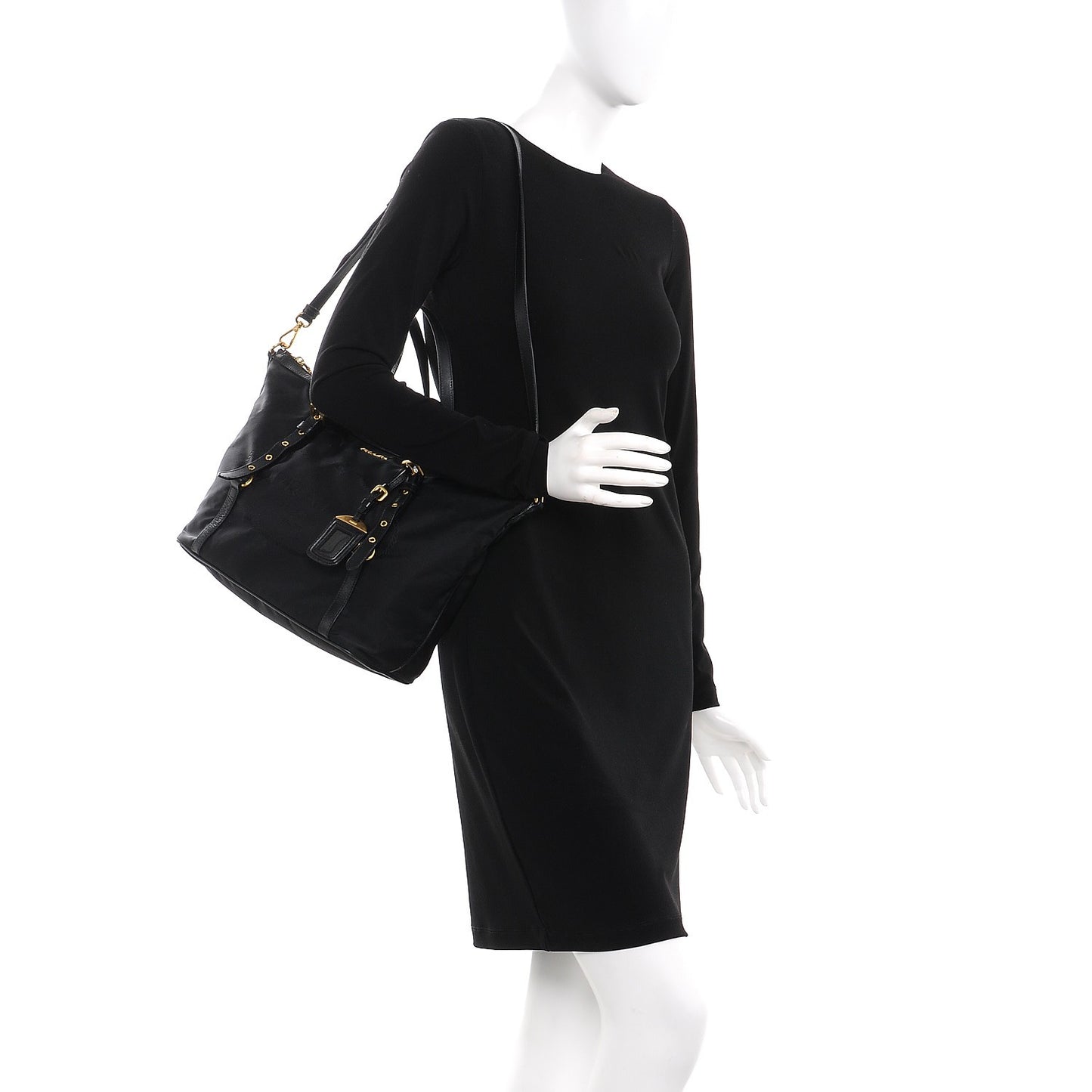 Tessuto Nylon Jacquard Logo Tote Nero Black