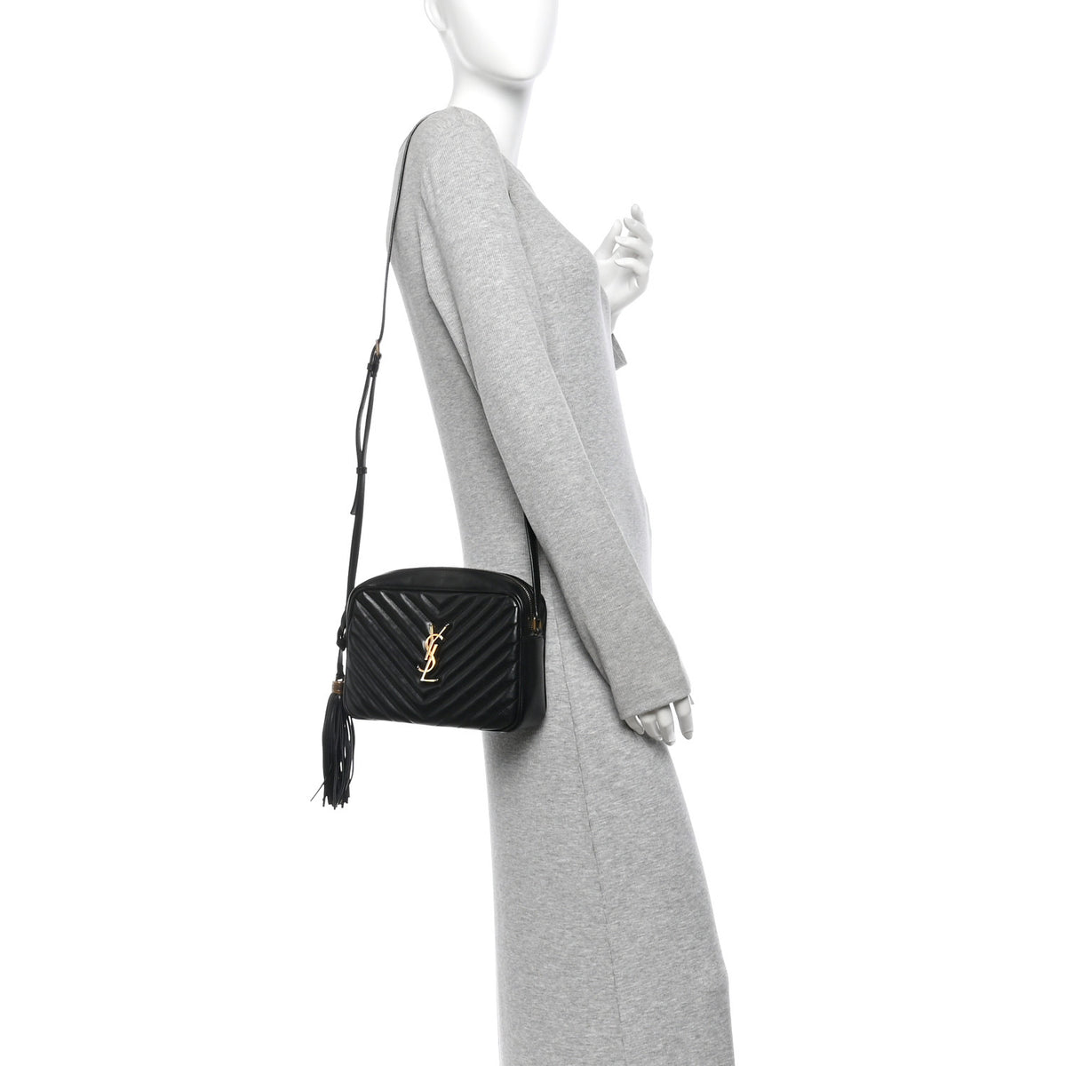 Saint Laurent Calfskin Matelasse Monogram Lou Camera Bag Black 2 of 10