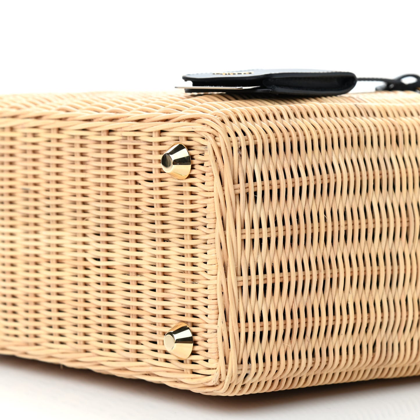 Wicker Canvas Shoulder Bag Naturale Black