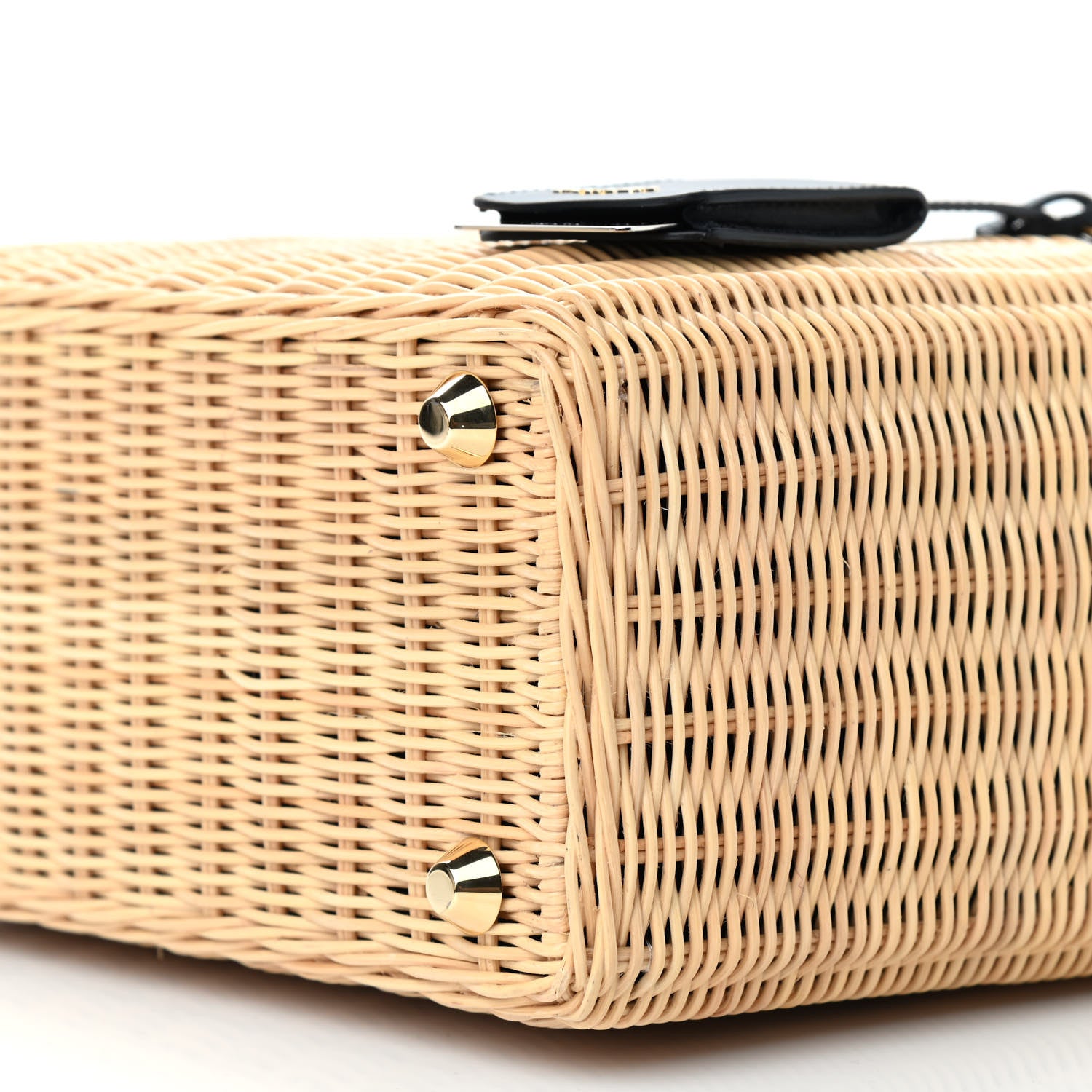 Prada Wicker Canvas Shoulder Bag Naturale Black 10 of 12