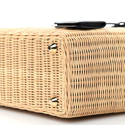 Prada Wicker Canvas Shoulder Bag Naturale Black 10 of 12