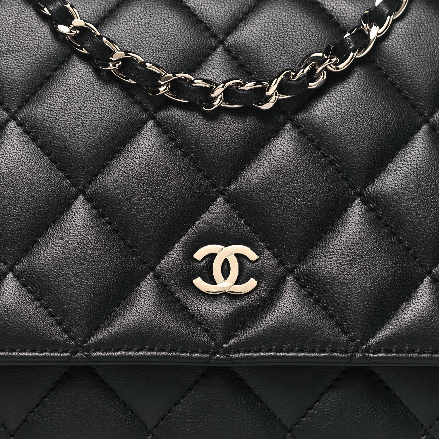 Chanel Lambskin Quilted Wallet On Chain WOC Black 7 of 13