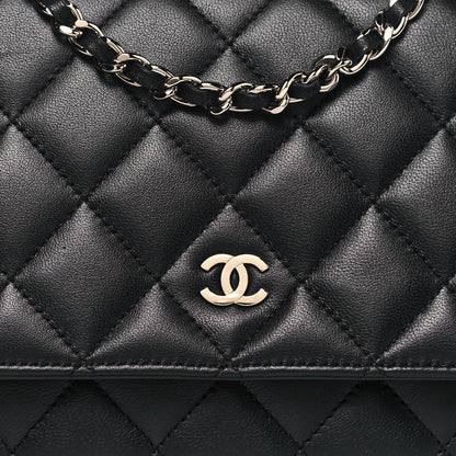 Chanel Lambskin Quilted Wallet On Chain WOC Black 7 of 13