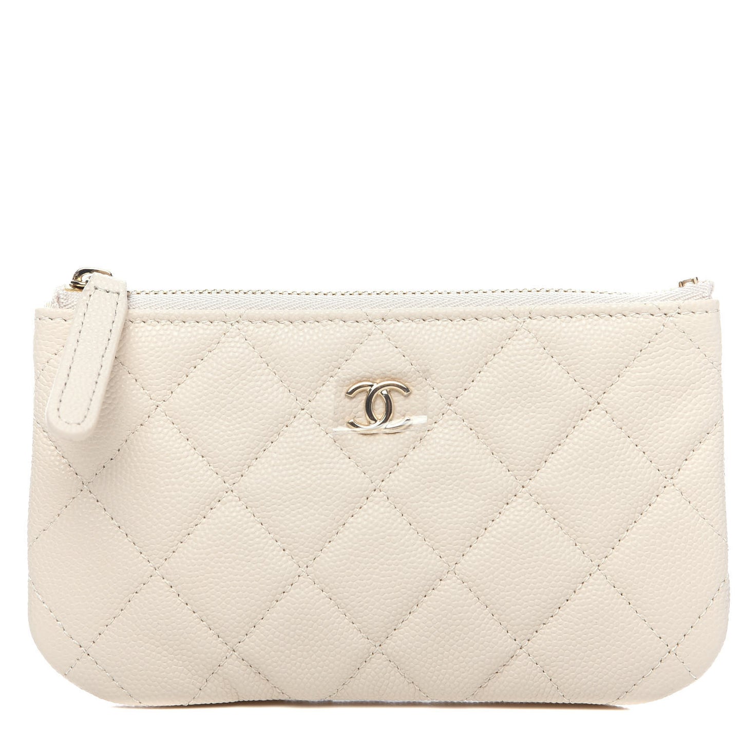 Caviar Quilted Small Cosmetic Case White
