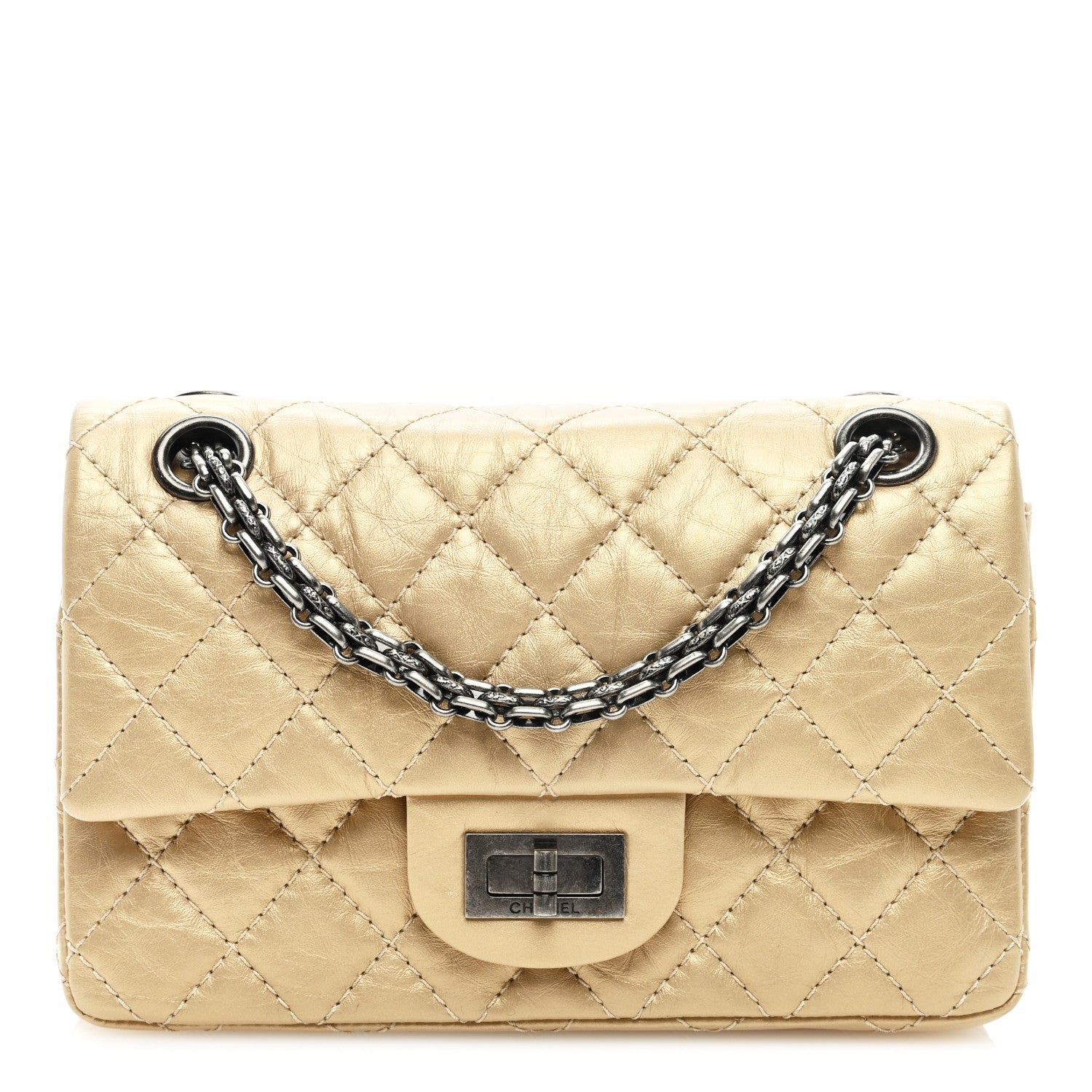 Chanel Metallic Calfskin Quilted 2.55 Reissue 224 Flap Gold 1 of 9