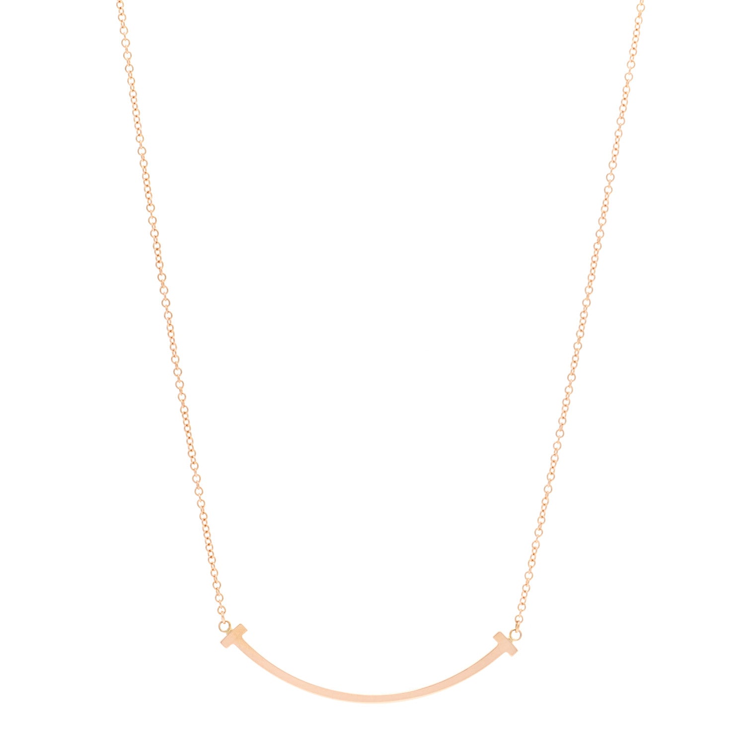 Tiffany 18K Rose Gold Small T Smile Pendant Necklace 1 of 4
