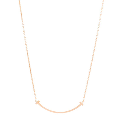 Tiffany 18K Rose Gold Small T Smile Pendant Necklace 1 of 4