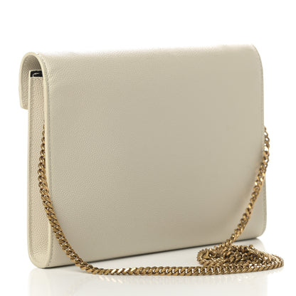Saint Laurent Grain De Poudre Monogram Cassandra Chain Wallet Crema Soft 3 of 12