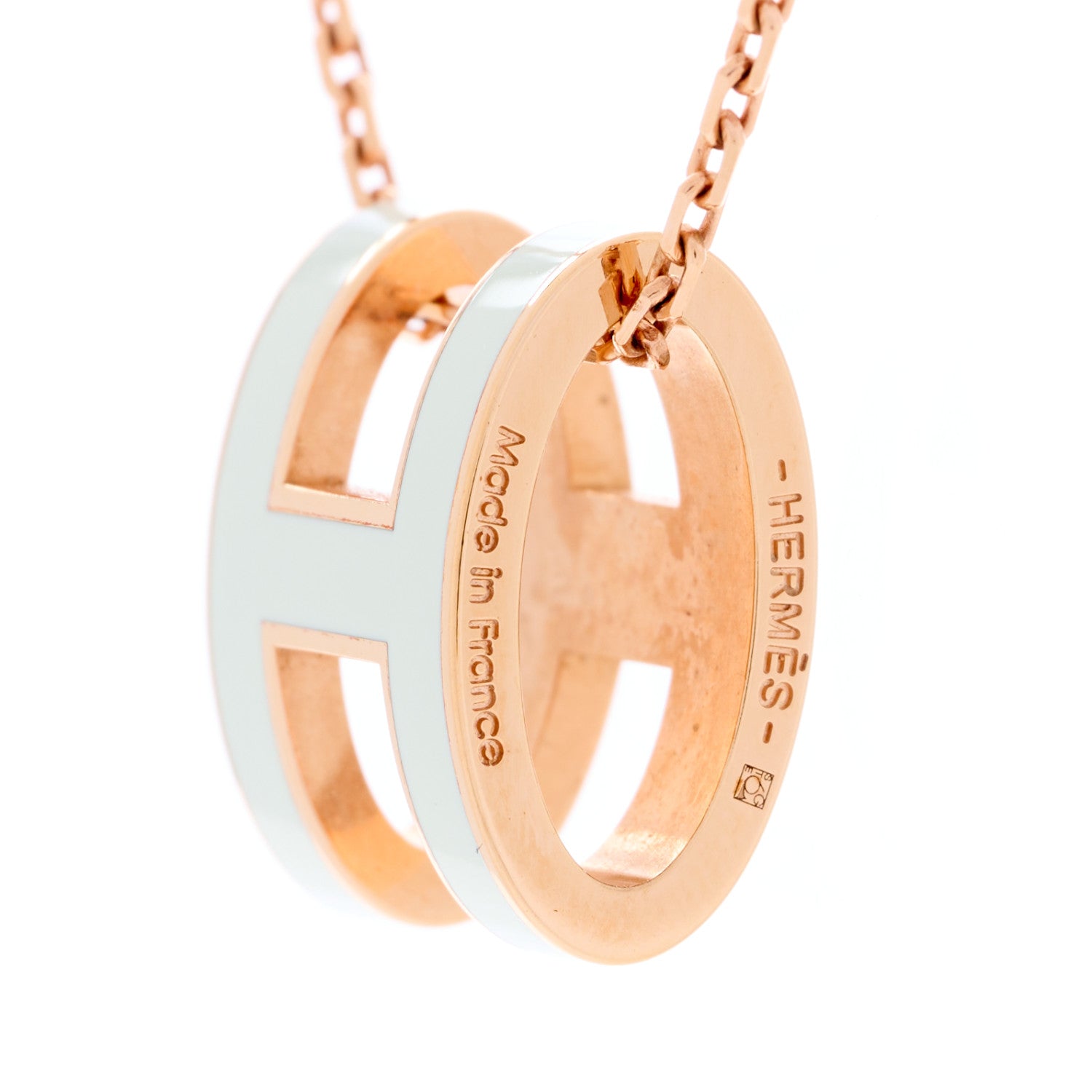 Hermes Lacquered Rose Gold Pop H Pendant Necklace Vert Fizz 4 of 4