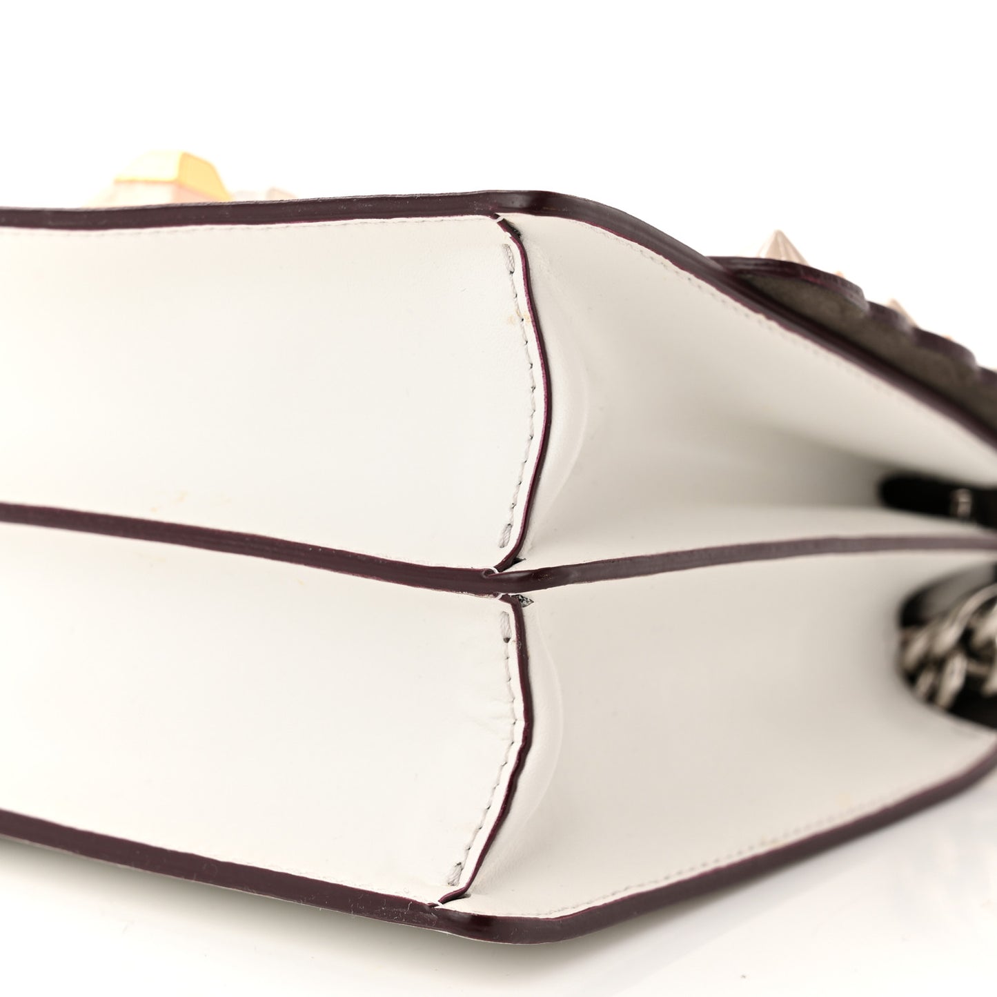 Vitello Liberty Scalloped Multi Studded Small Kan I Shoulder Bag White Ice Multicolor