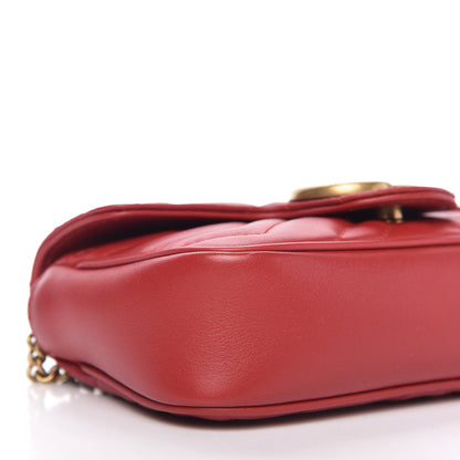 Gucci Calfskin Matelasse Super Mini GG Marmont Shoulder Bag Hibiscus Red 6 of 11