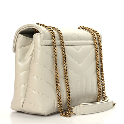 Saint Laurent Calfskin Y Quilted Monogram Small Loulou Chain Satchel Blanc Vintage 2 of 9