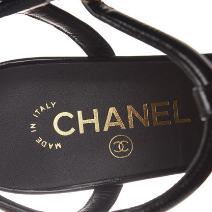 Chanel Patent Crumpled Calfskin Parthenon Platform Sandals 41 Black 8 of 9