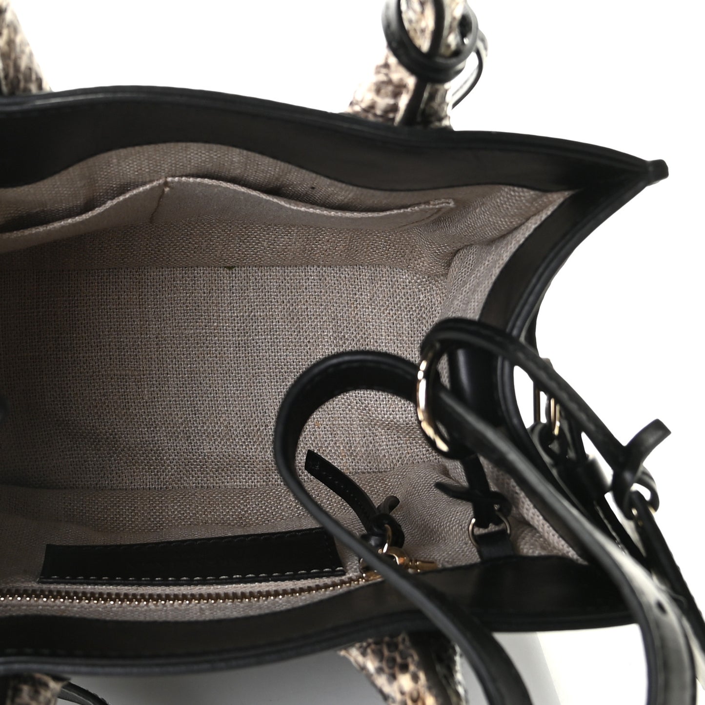 Calfskin Elaphe Snakeskin Mini Padlock All Afternoon Tote Black