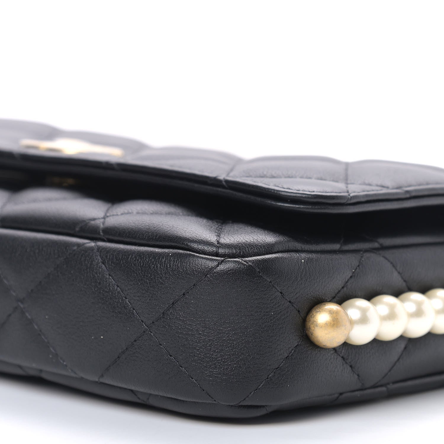 Chanel Calfskin Quilted Pearl Wallet On Chain WOC Black 8 of 8