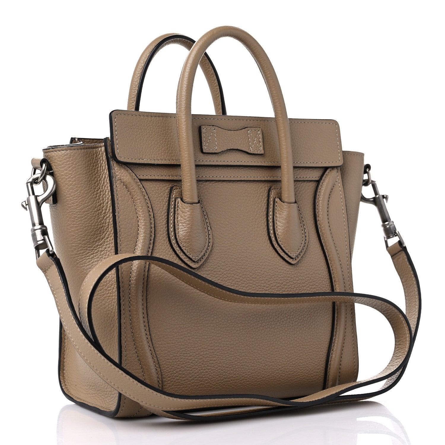 Celine Drummed Calfskin Nano Luggage Dune 3 of 10