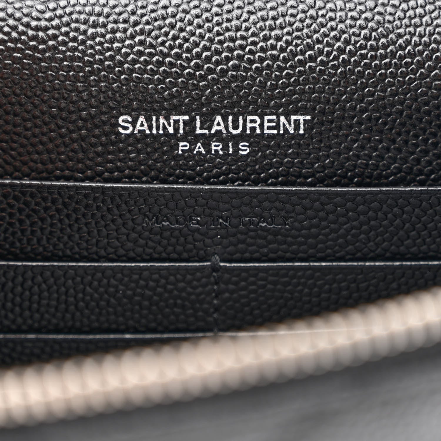 Saint Laurent Grain De Poudre Matelasse Chevron Monogram Envelope Chain Wallet Black 6 of 13