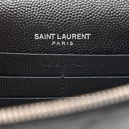 Saint Laurent Grain De Poudre Matelasse Chevron Monogram Envelope Chain Wallet Black 6 of 13