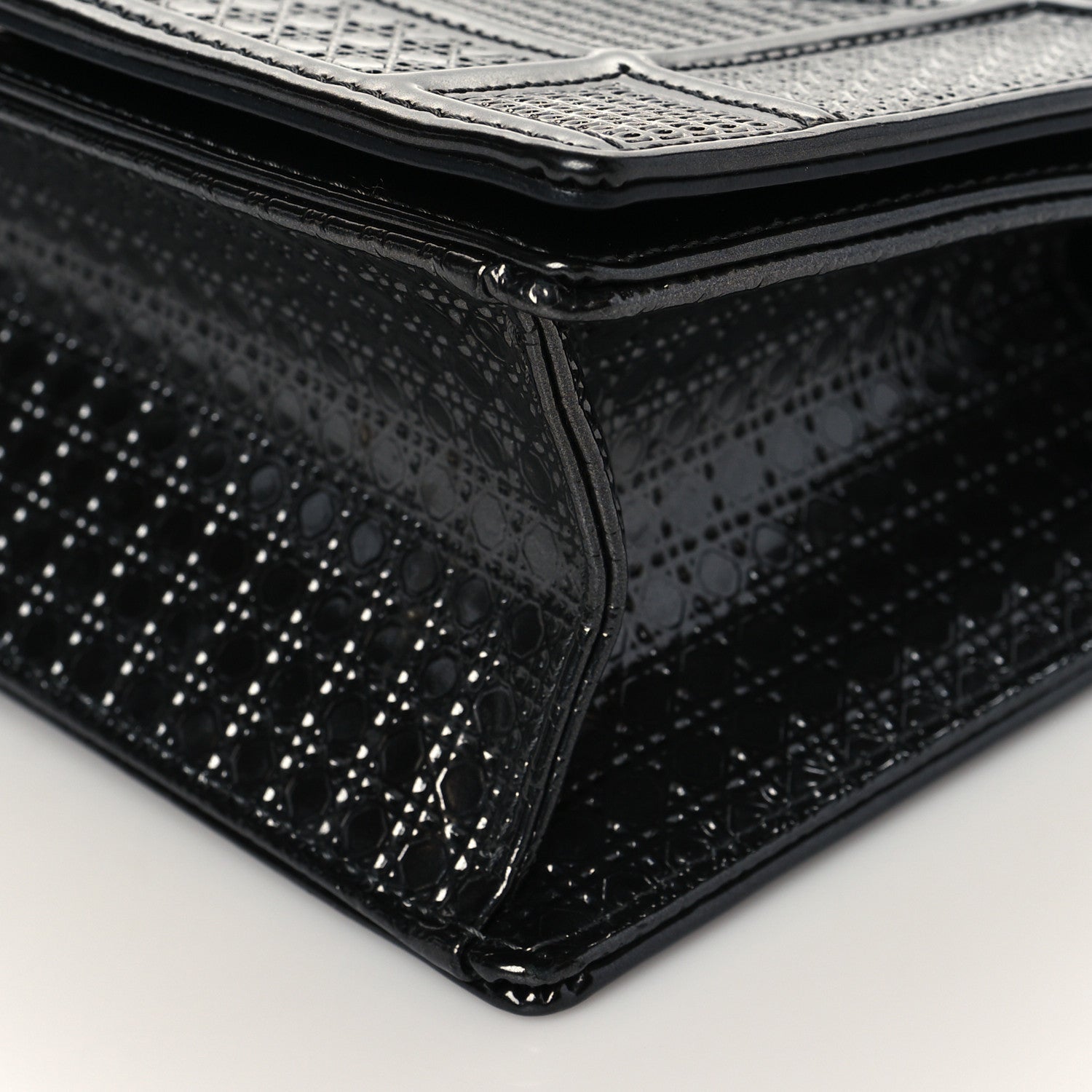 Christian Dior Metallic Patent Micro-Cannage Medium Diorama Flap Bag Graphite 9 of 9