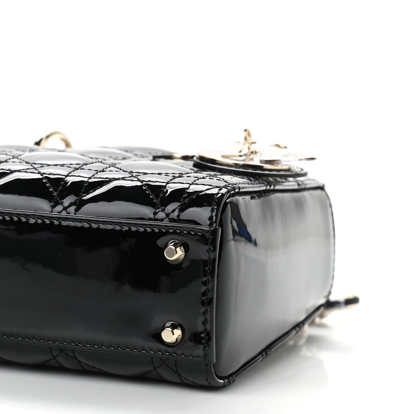 Patent Cannage Mini Lady Dior Black