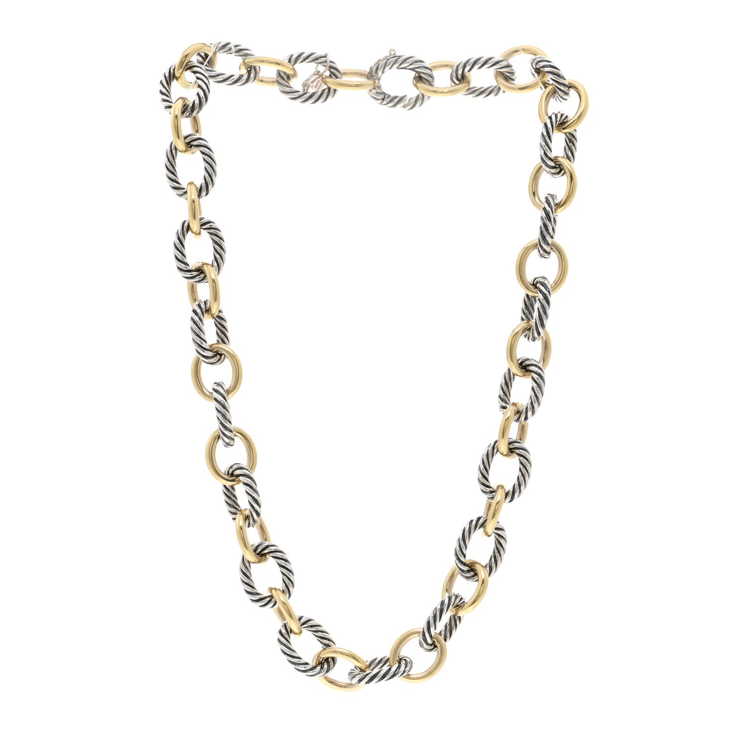 Sterling Silver 18K Yellow Gold 12mm Large Oval Link Necklace