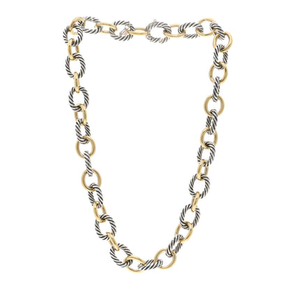 David Yurman Sterling Silver 18K Yellow Gold 12mm Large Oval Link Necklace 3 of 4