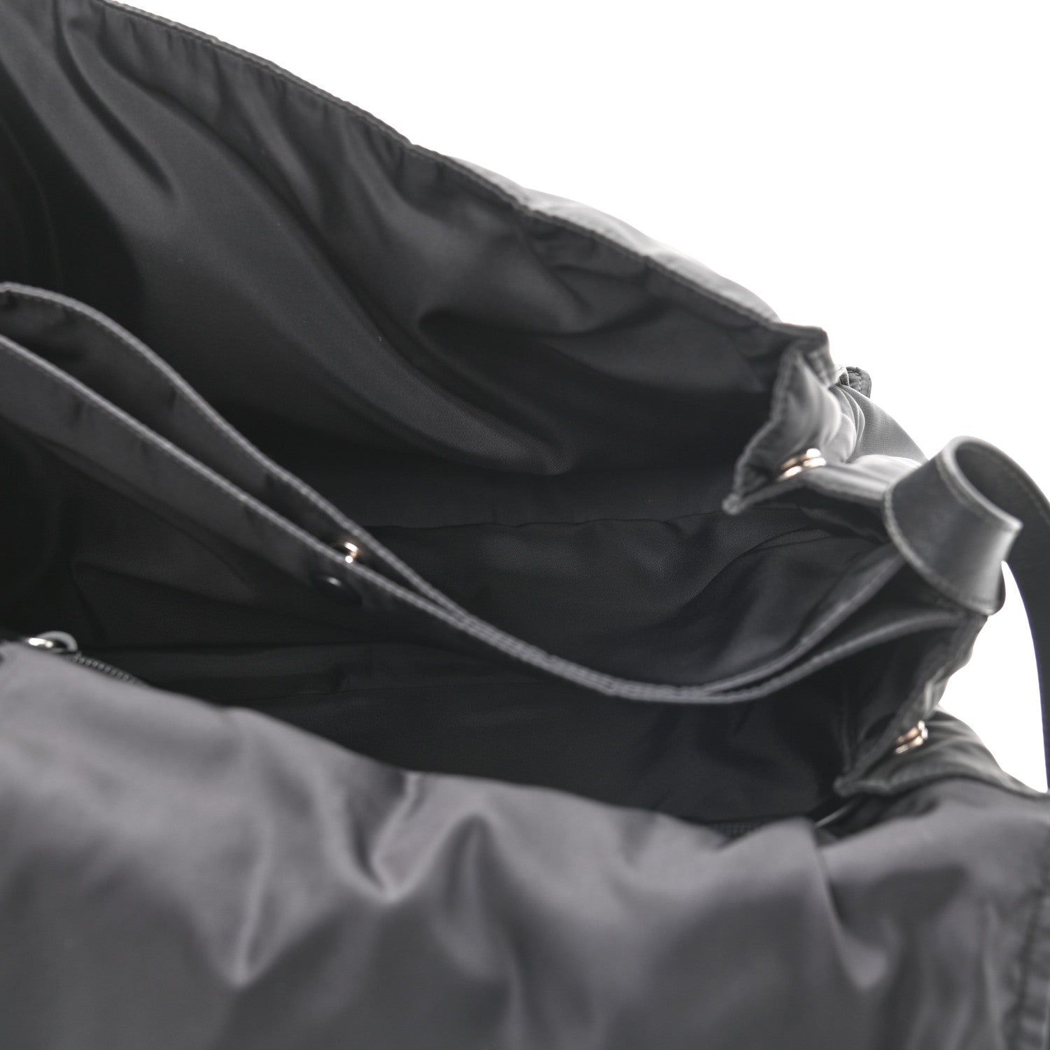 Prada Tessuto Nylon Calfskin Messenger Bag Black 7 of 10