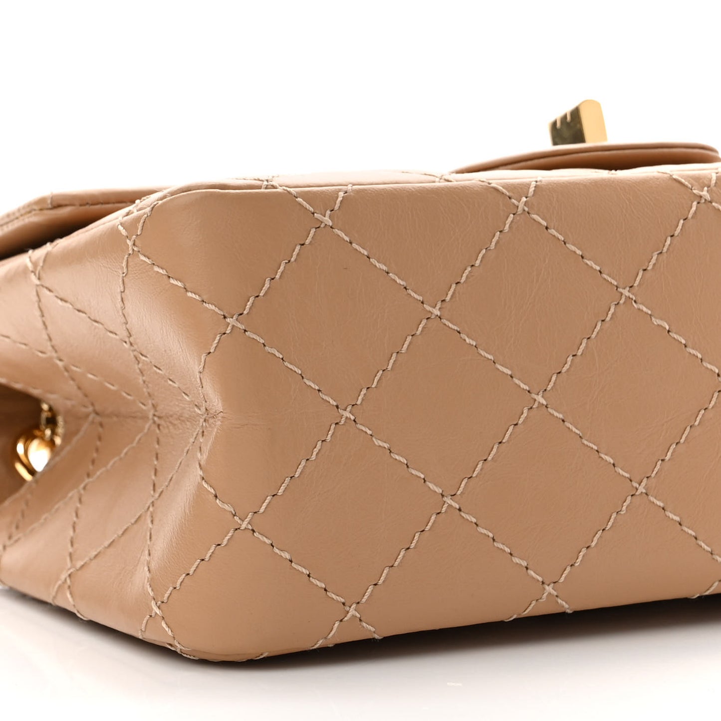 Aged Calfskin Quilted 2.55 Reissue Mini Flap Beige