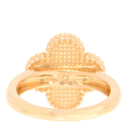 Van Cleef & Arpels 18K Yellow Gold Diamond Tiger's Eye Vintage Alhambra Ring 53 6.25 2 of 4