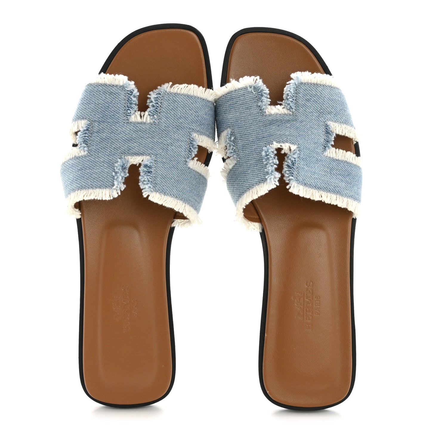 Denim Oran Fringe Sandals 37 Bleu Clair