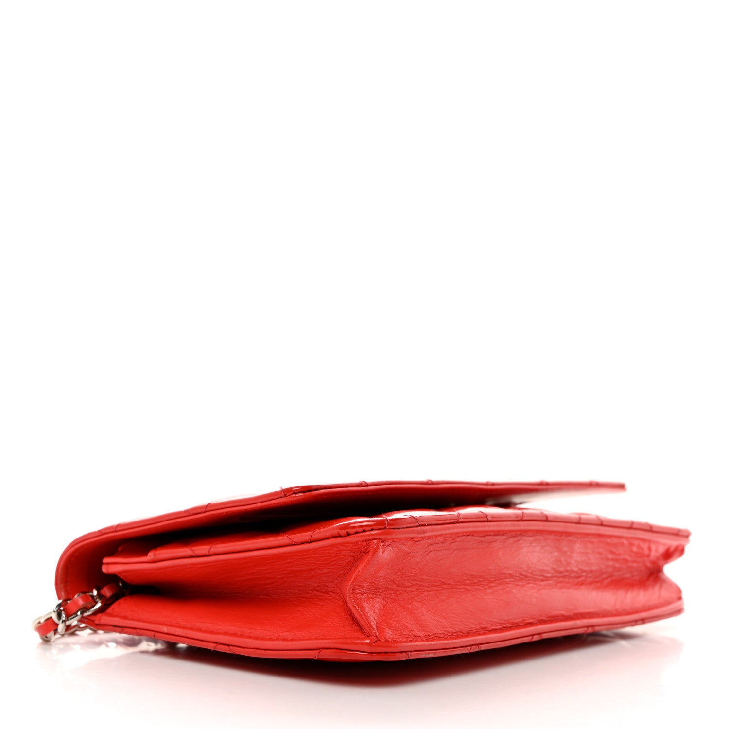 Chanel Patent Quilted Wallet On Chain WOC Red 4 of 10